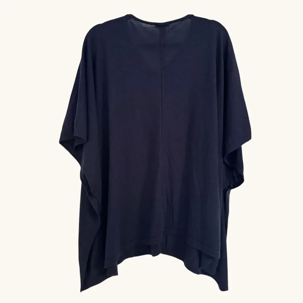 J.Jill Petite One Size Merino Wool Blend Poncho Cape Timeless Neutral Minimalist